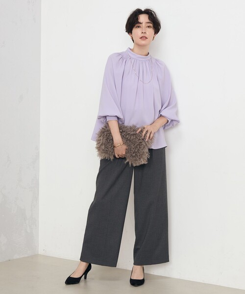 NOLLEY'S　(2024aw)　ストレッチジョーゼットシャーリングブラウス NOLLEY'S（ノーリーズ）の「ストレッチジョーゼットシャーリング