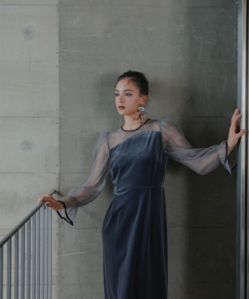 美品♪アマイル オケージョンドレス dress ベロア ワンピース オケージョンドレス/結婚式】ベロアフラワーボレロ付きキャミ