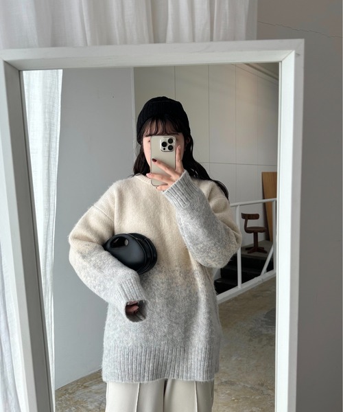 lawgy（ラウジー）の「nuance gradation loose knit / ニュアンスグラデーションルースニット（ニット/セーター・レディース・ブルー/ブラウン/ベージュ・FREE）」の16枚目の写真