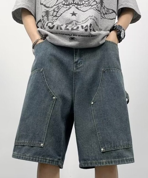 NOWLE(ノウル)の「【NOWLE】スタッズ デザイン デニム ハーフパンツ(デニムパンツ・メンズ・ブルー/ブラック・LARGE/MEDIUM/SMALL)」の14枚目の写真