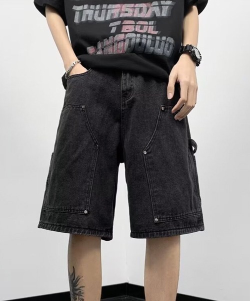 NOWLE(ノウル)の「【NOWLE】スタッズ デザイン デニム ハーフパンツ(デニムパンツ・メンズ・ブルー/ブラック・LARGE/MEDIUM/SMALL)」の4枚目の写真