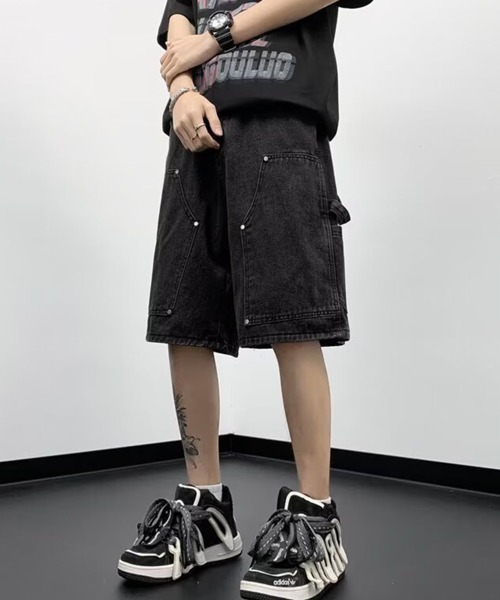 NOWLE(ノウル)の「【NOWLE】スタッズ デザイン デニム ハーフパンツ(デニムパンツ・メンズ・ブルー/ブラック・LARGE/MEDIUM/SMALL)」の3枚目の写真