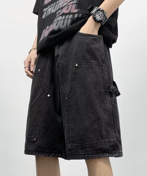 NOWLE(ノウル)の「【NOWLE】スタッズ デザイン デニム ハーフパンツ(デニムパンツ・メンズ・ブルー/ブラック・LARGE/MEDIUM/SMALL)」の6枚目の写真