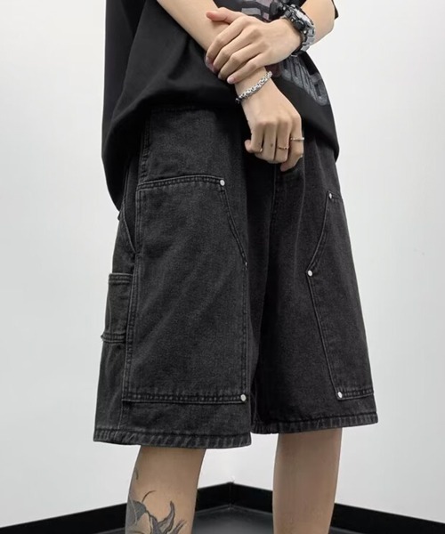 NOWLE(ノウル)の「【NOWLE】スタッズ デザイン デニム ハーフパンツ(デニムパンツ・メンズ・ブルー/ブラック・LARGE/MEDIUM/SMALL)」の7枚目の写真