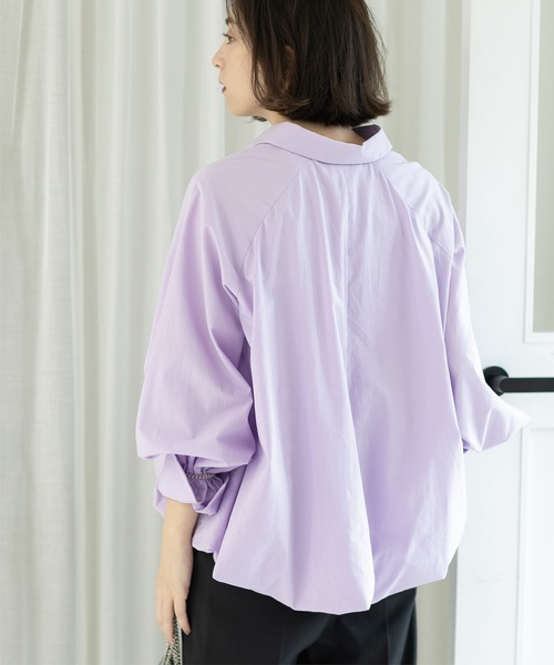 OPAQUE.CLIP（オペークドットクリップ）の「◆裾バルーンスキッパーシャツ【洗濯機洗い可】（シャツ/ブラウス・レディース・ホワイト/パープル/ネイビー・42/38/40）」の18枚目の写真
