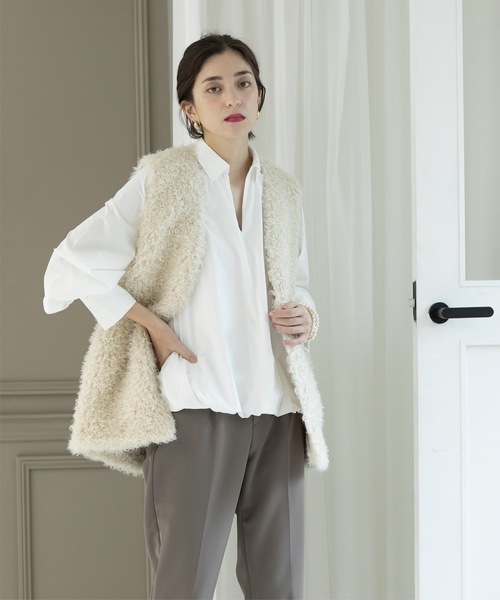 OPAQUE.CLIP（オペークドットクリップ）の「◆裾バルーンスキッパーシャツ【洗濯機洗い可】（シャツ/ブラウス・レディース・ホワイト/パープル/ネイビー・42/38/40）」の11枚目の写真