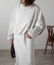 異素材裾ドロストスウェット