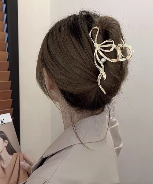 E&C closet…（イーアンドシークローゼット）の「パールリボンヘアクリップ（バレッタ/ヘアクリップ・レディース・シルバー/ゴールド・FREE）」の15枚目の写真