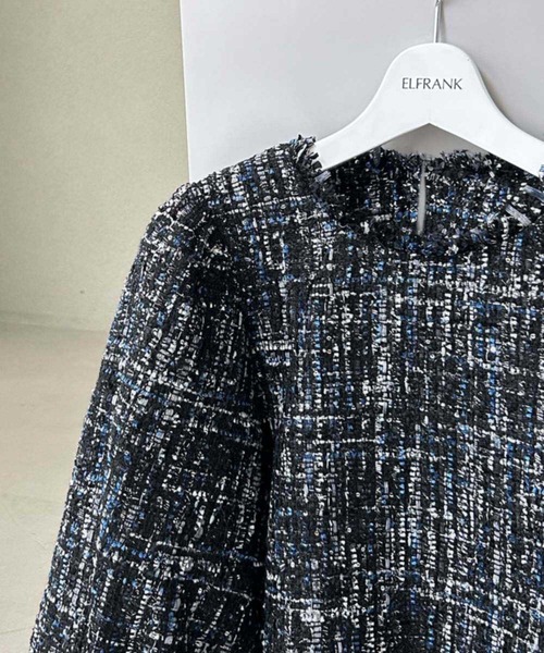 ELFRANK(エルフランク)の「《新色追加》ボリュームスリーブツイードAラインブラウス(シャツ/ブラウス・レディース・ブラックミックス/ピンク/ネイビー・FREE/L/M)」の14枚目の写真