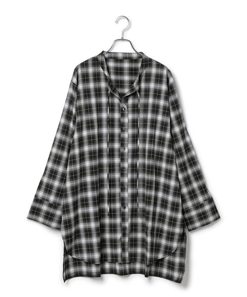 サステナブル】デニムチュニックシェイプシャツ レイヤード