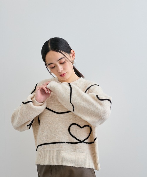 ニット セーター コード刺繍ニットプルオーバー レディース tiptop ニット セーター コード刺繍ニットプルオーバー
