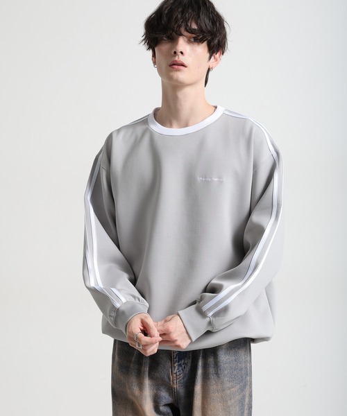 Ridingmania（ライディングマニア）の「【Ridingmania】サイドライン/ワンポイント刺繍テックプルオーバー（スウェット・メンズ・ブラック/ライトグレー・LARGE/MEDIUM）」の10枚目の写真