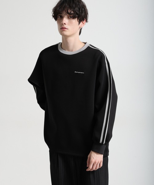 Ridingmania（ライディングマニア）の「【Ridingmania】サイドライン/ワンポイント刺繍テックプルオーバー（スウェット・メンズ・ブラック/ライトグレー・LARGE/MEDIUM）」の6枚目の写真