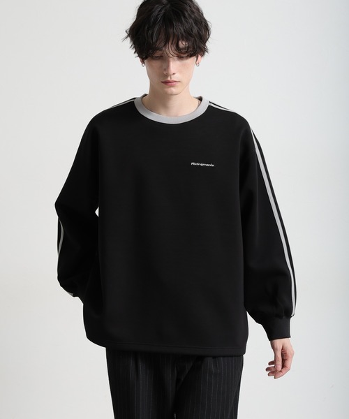 Ridingmania（ライディングマニア）の「【Ridingmania】サイドライン/ワンポイント刺繍テックプルオーバー（スウェット・メンズ・ブラック/ライトグレー・LARGE/MEDIUM）」の7枚目の写真