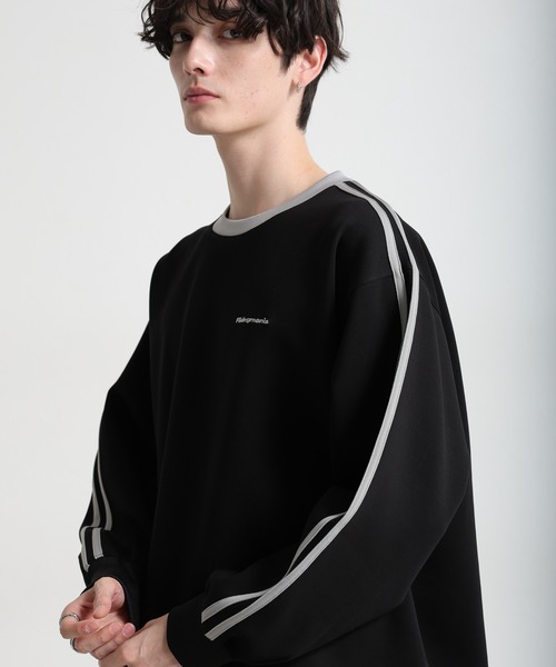 Ridingmania（ライディングマニア）の「【Ridingmania】サイドライン/ワンポイント刺繍テックプルオーバー（スウェット・メンズ・ブラック/ライトグレー・LARGE/MEDIUM）」の8枚目の写真