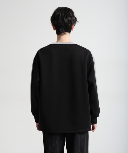 Ridingmania（ライディングマニア）の「【Ridingmania】サイドライン/ワンポイント刺繍テックプルオーバー（スウェット・メンズ・ブラック/ライトグレー・LARGE/MEDIUM）」の14枚目の写真