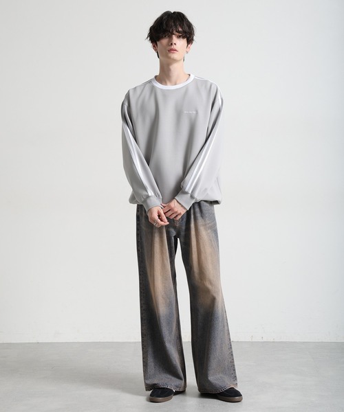 Ridingmania（ライディングマニア）の「【Ridingmania】サイドライン/ワンポイント刺繍テックプルオーバー（スウェット・メンズ・ブラック/ライトグレー・LARGE/MEDIUM）」の9枚目の写真