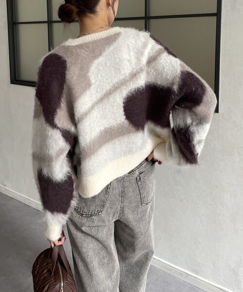 Thevon（ゼボン）の「ニュアンス柄シャギーニット（ニット/セーター・レディース・ブラウン/オリーブ/アイボリー/サックスブルー・FREE）」の7枚目の写真