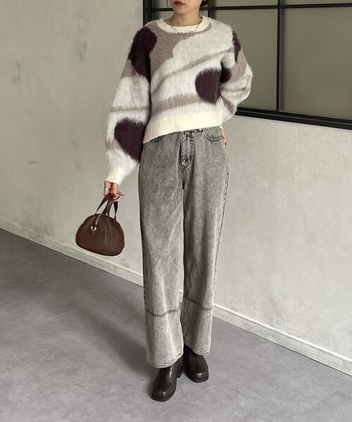 Thevon（ゼボン）の「ニュアンス柄シャギーニット（ニット/セーター・レディース・ブラウン/オリーブ/アイボリー/サックスブルー・FREE）」の10枚目の写真