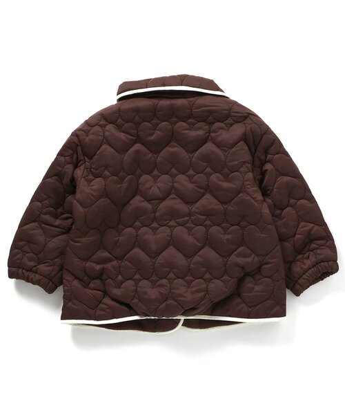 apres les cours(アプレレクール)の「【セットアップ可】ハート柄キルトジャケット(ブルゾン・キッズ・アイボリー/ピンク/ブラウン・100/130/120/110/80/90/140)」の4枚目の写真