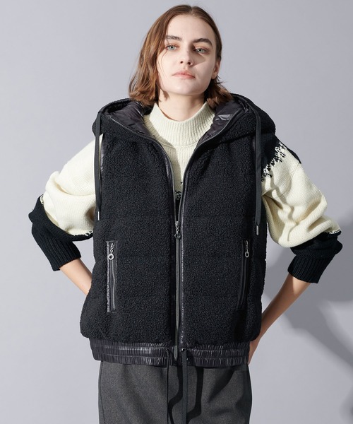 TITE IN THE STORE（ティテ　インザ　ストア）の「B7 ﾎﾞｱﾌｰﾃﾞｨﾀﾞｳﾝﾍﾞｽﾄ（ダウンベスト・レディース・ブラック/オフホワイト・38）」の2枚目の写真