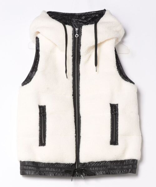 TITE IN THE STORE（ティテ　インザ　ストア）の「B7 ﾎﾞｱﾌｰﾃﾞｨﾀﾞｳﾝﾍﾞｽﾄ（ダウンベスト・レディース・ブラック/オフホワイト・38）」の16枚目の写真