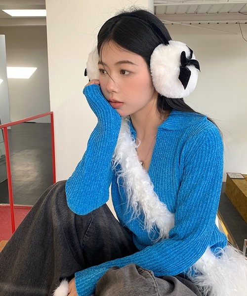 耳当て フェイクファー イヤーマフ リボン 耳あて イヤマフ もこもこ