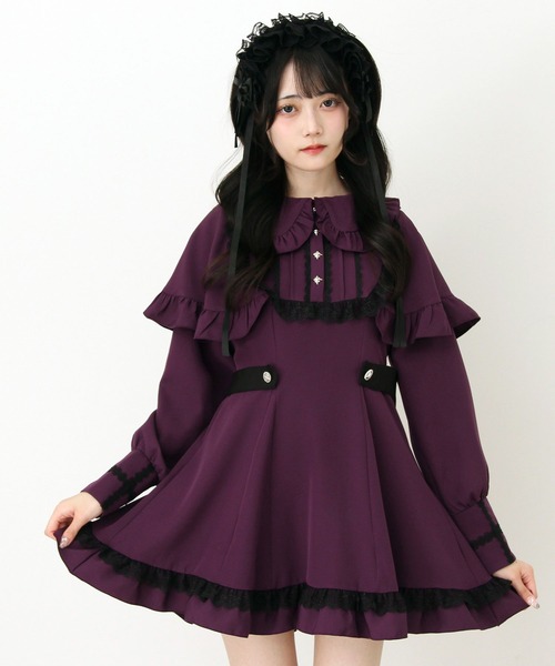 【新品タグ付き】ディアマイラブ 角襟十字架スタッズベルトティアードワンピース 角襟十字架スタッズベルトティアードワンピース – レディース