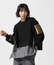 ニット セーター Risley(リズレー) 別注エルボーパッチソデスリットニット レディース Risley（リズレー）の「Risley(リズレー) 別注エルボーパッチソ
