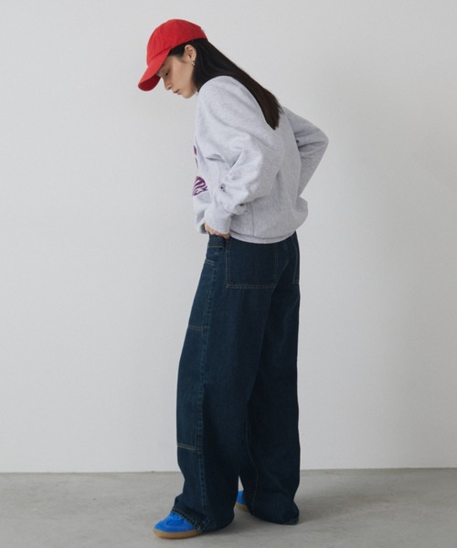 MERLOT（メルロー）の「ダブルニーペインターデニム（デニムパンツ・レディース・ホワイト/ブルー・FREE）」の16枚目の写真