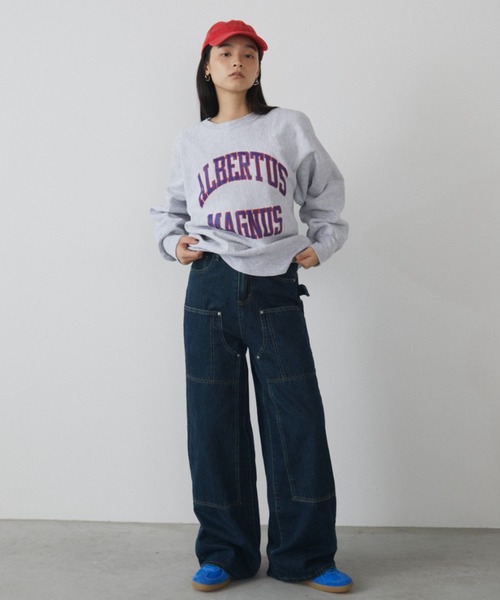 MERLOT（メルロー）の「ダブルニーペインターデニム（デニムパンツ・レディース・ホワイト/ブルー・FREE）」の14枚目の写真