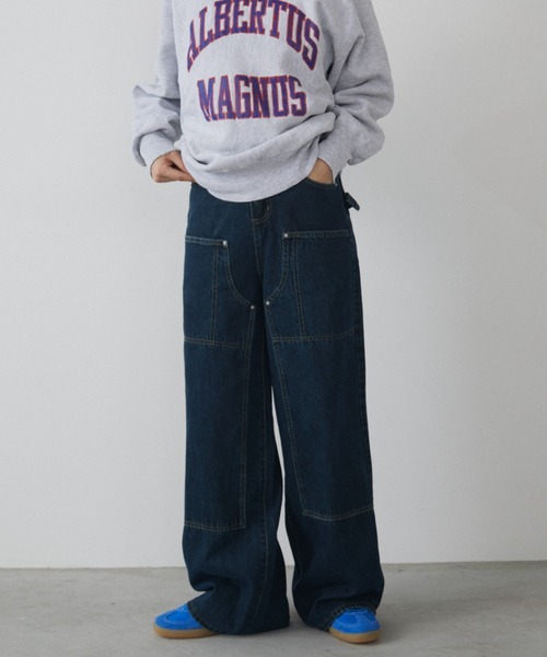 MERLOT（メルロー）の「ダブルニーペインターデニム（デニムパンツ・レディース・ホワイト/ブルー・FREE）」の10枚目の写真