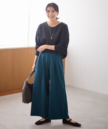 【ウエストゴム】2タックジョーゼットワイドパンツ