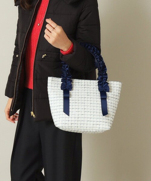 ITS'DEMO（イッツデモ）の「◆フリル手ツイードミニトート（ハンドバッグ・レディース・ホワイト系6/ブラック系3/ネイビー系3・00）」の2枚目の写真