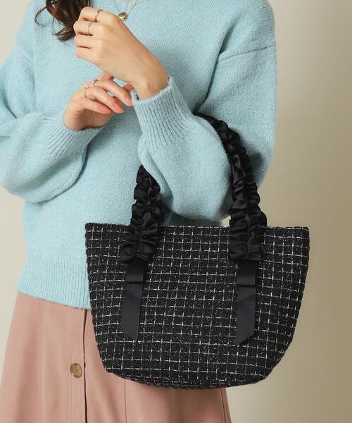 ITS'DEMO（イッツデモ）の「◆フリル手ツイードミニトート（ハンドバッグ・レディース・ホワイト系6/ブラック系3/ネイビー系3・00）」の7枚目の写真