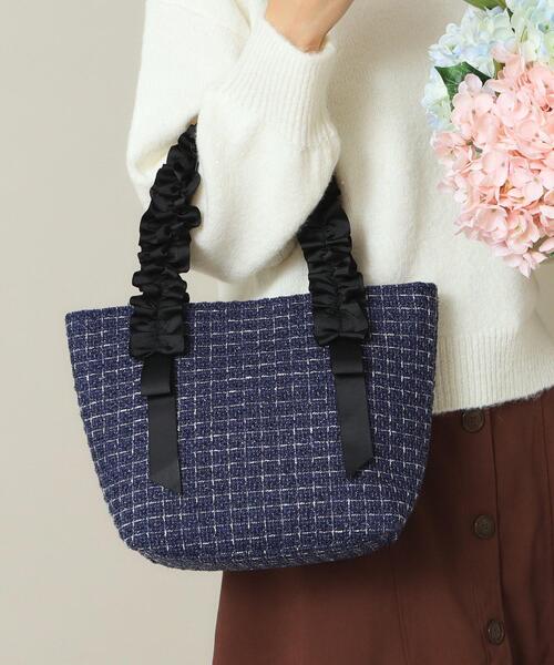 ITS'DEMO（イッツデモ）の「◆フリル手ツイードミニトート（ハンドバッグ・レディース・ホワイト系6/ブラック系3/ネイビー系3・00）」の9枚目の写真