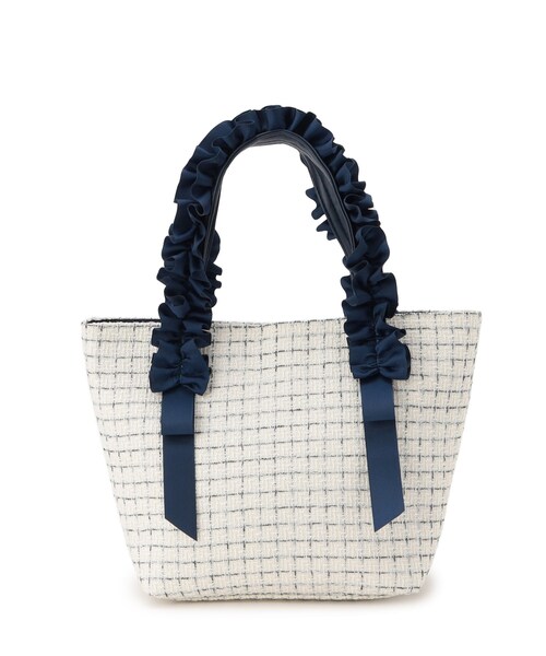 ITS'DEMO（イッツデモ）の「◆フリル手ツイードミニトート（ハンドバッグ・レディース・ホワイト系6/ブラック系3/ネイビー系3・00）」の11枚目の写真