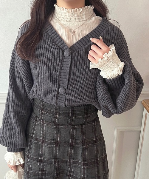 セール】くるみボタンカラーカーディガン【ZOZOTOWN限定アイテム