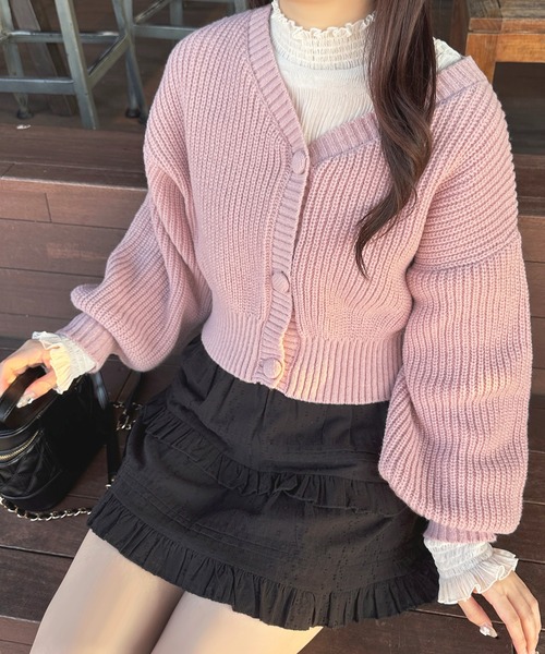 apres jour(アプレジュール)の「くるみボタンカラーカーディガン【ZOZOTOWN限定アイテム】(カーディガン/ボレロ・レディース・ボルドー/グレー/サックスブルー/アイボリー/ピンクベージュ・フリー/X-LARGE)」の16枚目の写真