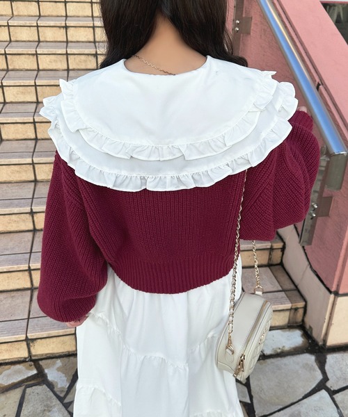 apres jour(アプレジュール)の「くるみボタンカラーカーディガン【ZOZOTOWN限定アイテム】(カーディガン/ボレロ・レディース・ボルドー/グレー/サックスブルー/アイボリー/ピンクベージュ・フリー/X-LARGE)」の9枚目の写真