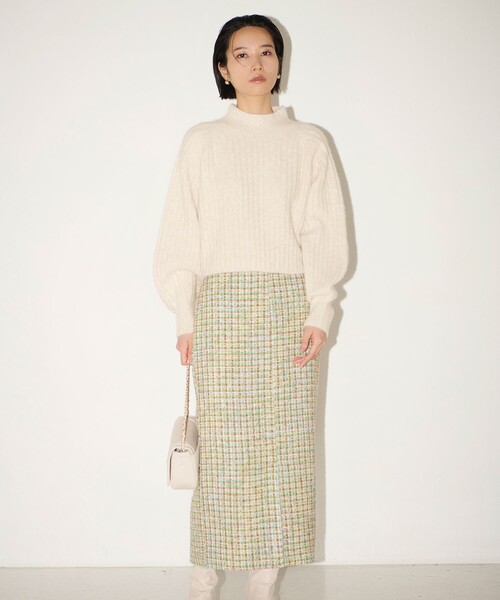 OPAQUE.CLIP（オペークドットクリップ）の「◆《Oggi掲載》ファンシーツイードナロースカート【洗濯機洗い可】（スカート・レディース・ネイビー系3/グリーン系その他5・38/40/42）」の3枚目の写真