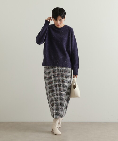 セール】《Oggi掲載》ファンシーツイードナロースカート【洗濯機洗い可