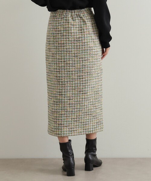 セール】《Oggi掲載》ファンシーツイードナロースカート【洗濯機洗い可