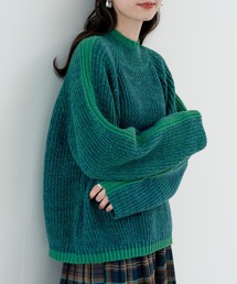 【refinedwokrs】配色ラインがデザインポイントのハイネックプルオーバー！