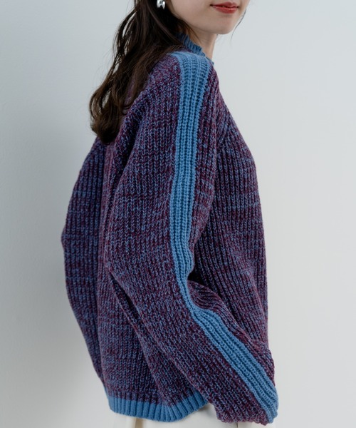 refinedworks(リファインドワークス)の「【refinedwokrs】配色ラインがデザインポイントのハイネックプルオーバー!(ニット/セーター・レディース・オレンジ/ベージュ/グリーン/ブルー/パープル・FREE)」の21枚目の写真