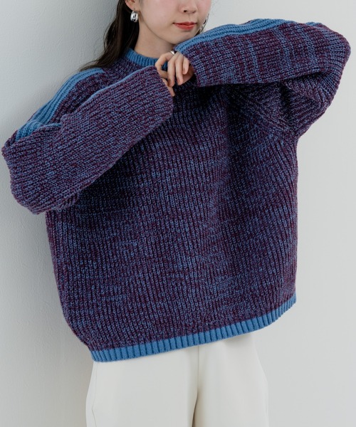 refinedworks(リファインドワークス)の「【refinedwokrs】配色ラインがデザインポイントのハイネックプルオーバー!(ニット/セーター・レディース・オレンジ/ベージュ/グリーン/ブルー/パープル・FREE)」の19枚目の写真