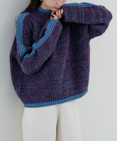 refinedworks(リファインドワークス)の「【refinedwokrs】配色ラインがデザインポイントのハイネックプルオーバー!(ニット/セーター・レディース・オレンジ/ベージュ/グリーン/ブルー/パープル・FREE)」の18枚目の写真