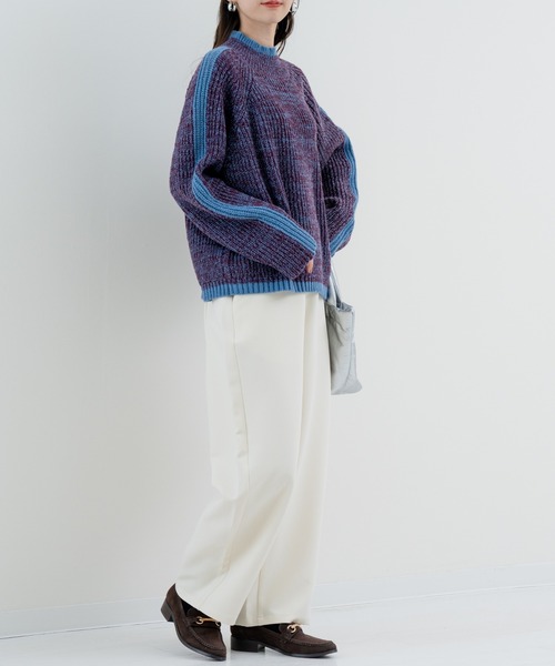 refinedworks(リファインドワークス)の「【refinedwokrs】配色ラインがデザインポイントのハイネックプルオーバー!(ニット/セーター・レディース・オレンジ/ベージュ/グリーン/ブルー/パープル・FREE)」の17枚目の写真