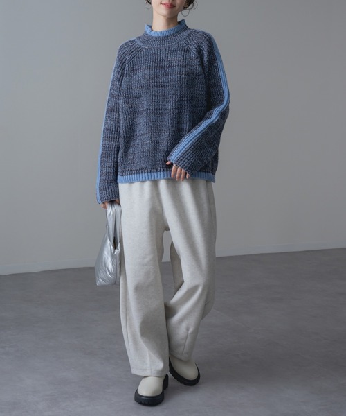refinedworks(リファインドワークス)の「【refinedwokrs】配色 ライン がデザインポイントの ハイネック プルオーバー(ニット/セーター・レディース・オレンジ/ベージュ/グリーン/ブルー/パープル・FREE)」の22枚目の写真