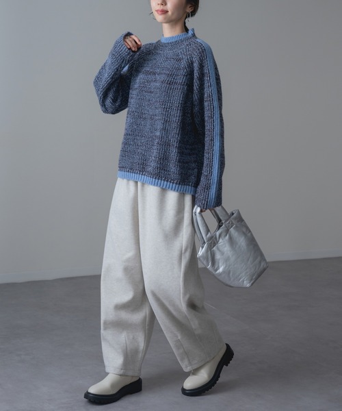 refinedworks(リファインドワークス)の「【refinedwokrs】配色 ライン がデザインポイントの ハイネック プルオーバー(ニット/セーター・レディース・オレンジ/ベージュ/グリーン/ブルー/パープル・FREE)」の14枚目の写真
